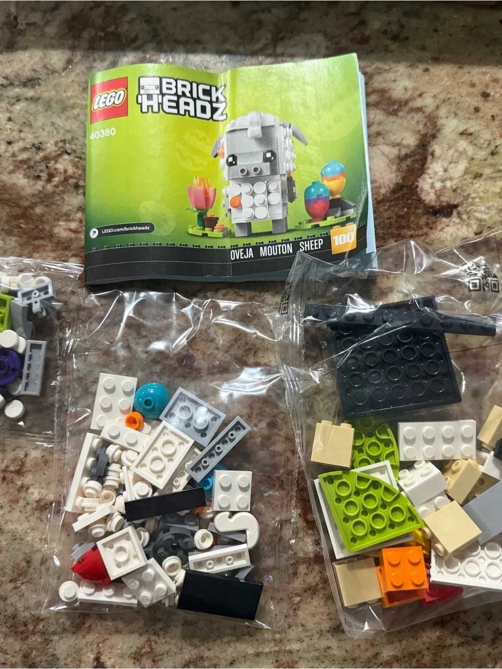LEGO BrickHeadz Sheep Set with White, Green, Orange Accents